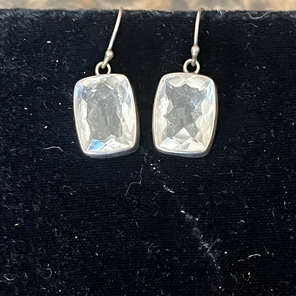 Elegant VTG Sterling and Cut Quartz Earrings